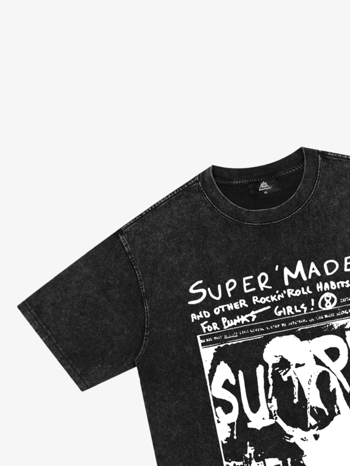 Vintage Washed Punk Graphic Print T-Shirt 