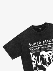 Vintage Washed Punk Graphic Print T-Shirt 
