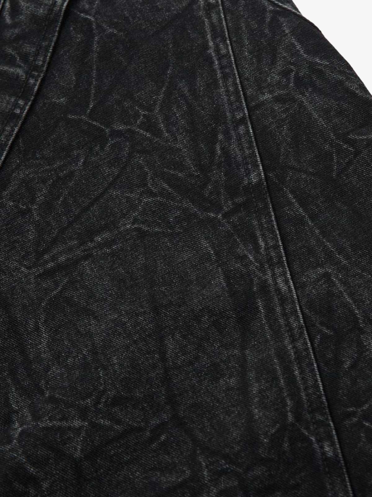 High-Waisted Wide-Leg Denim Pants with Unique Geometric Design 