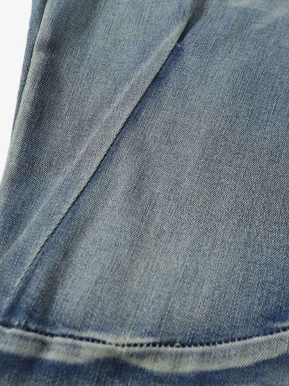 Washed Panel Seam Flare Jeans