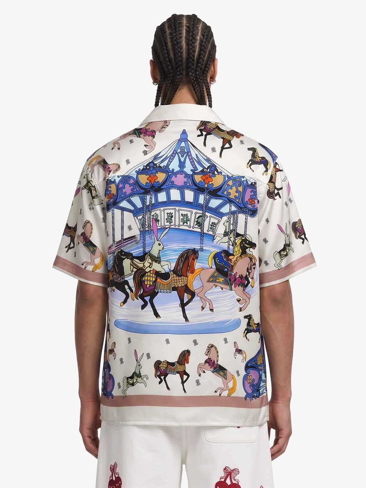 Carousel Park Satin Camp Collar Boxy Shirt 