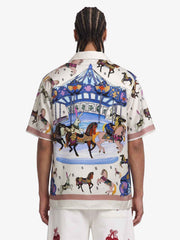 Carousel Park Satin Camp Collar Boxy Shirt 