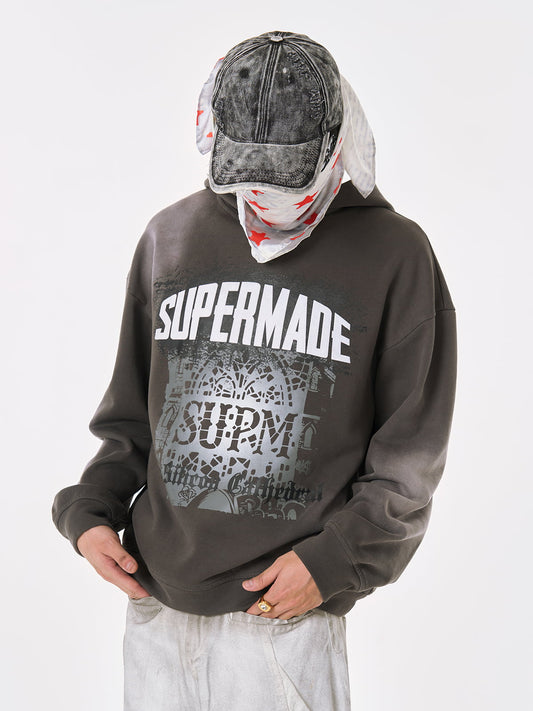 SUPM Church Glass Pattern Hooded Sweatshirt 