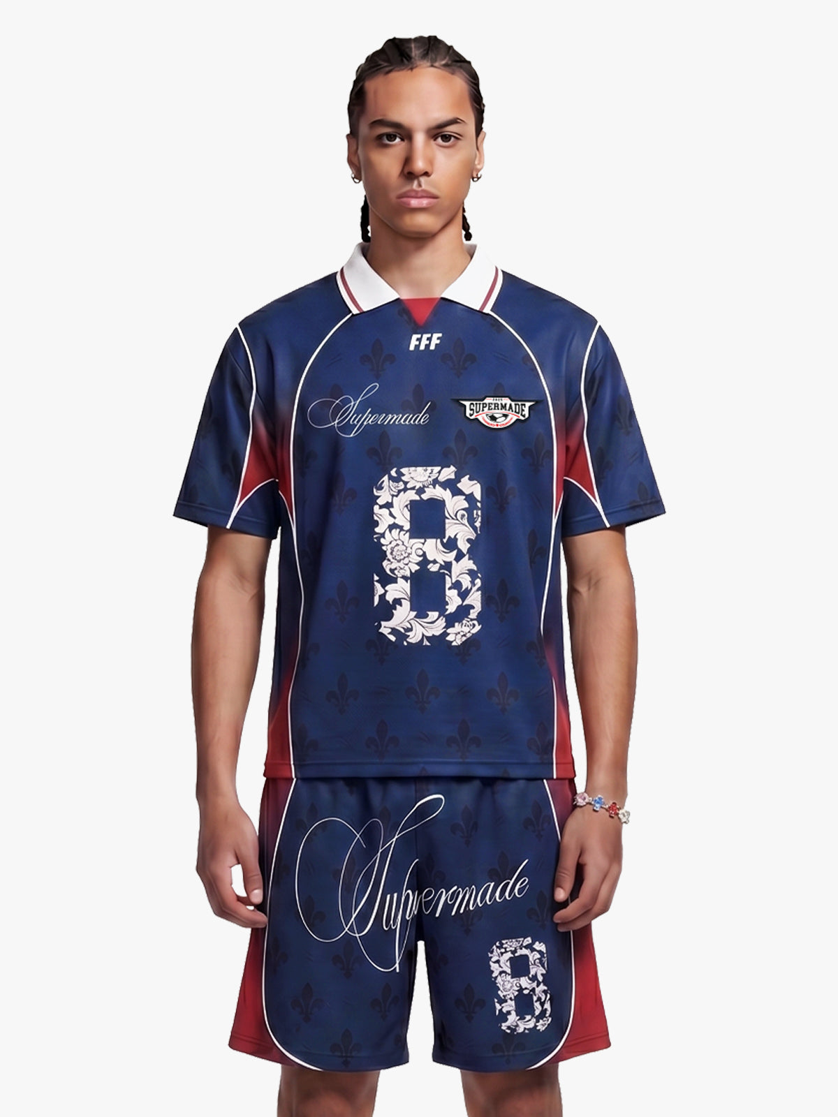 Completo in jersey personalizzato con stampa a giglio in stile francese - 2623