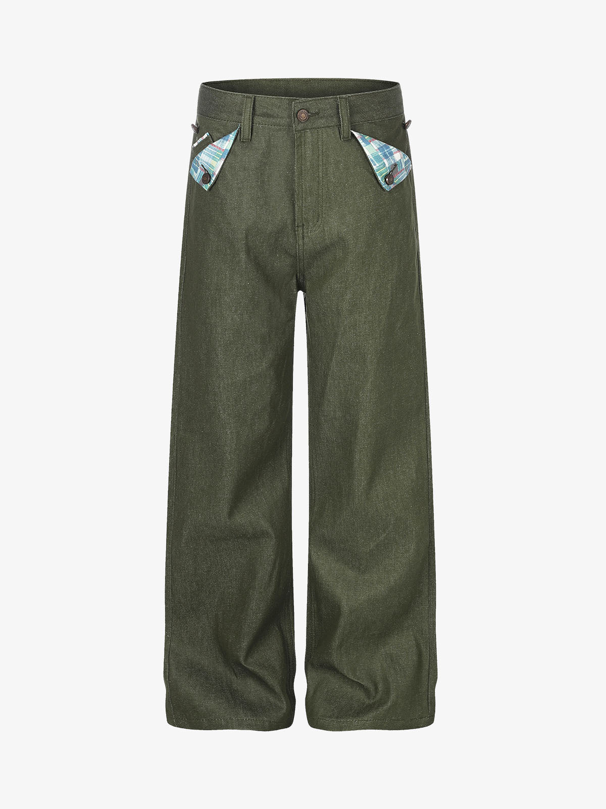 Button Detail Patchwork Jeans
