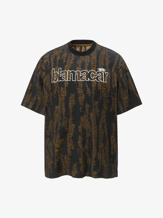 Distressed Letter Embroidered Short-sleeved T-shirt 
