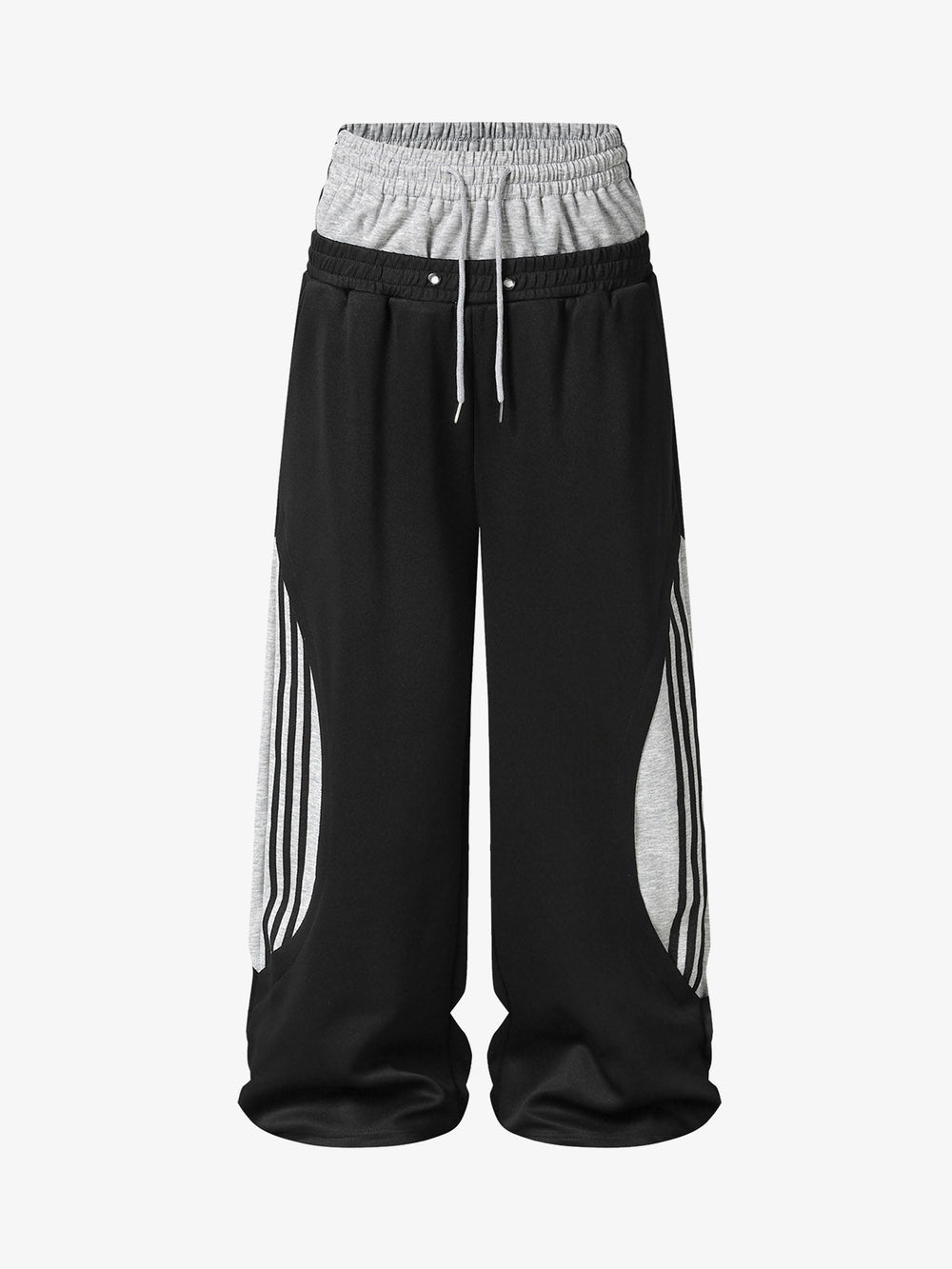 Layered Double-Waistband Wide-Leg Sweatpants 