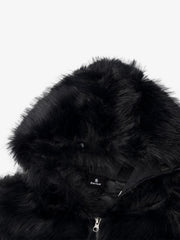 Cross Detail Faux-Fur Coat