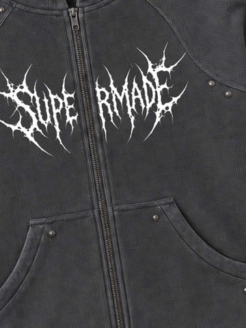 Spiked Graphic Zip Hoodie