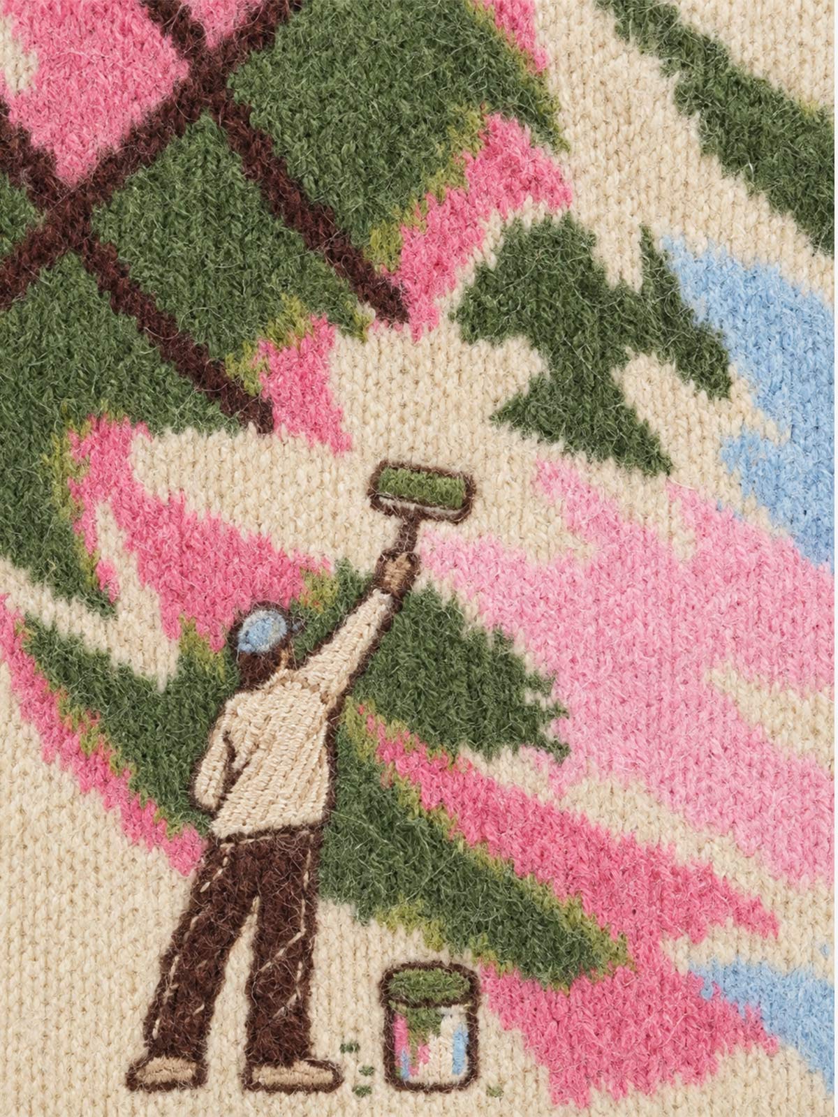 Art Story Graphic Jacquard Knit Polo Sweater