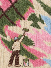 Art Story Graphic Jacquard Knit Polo Sweater