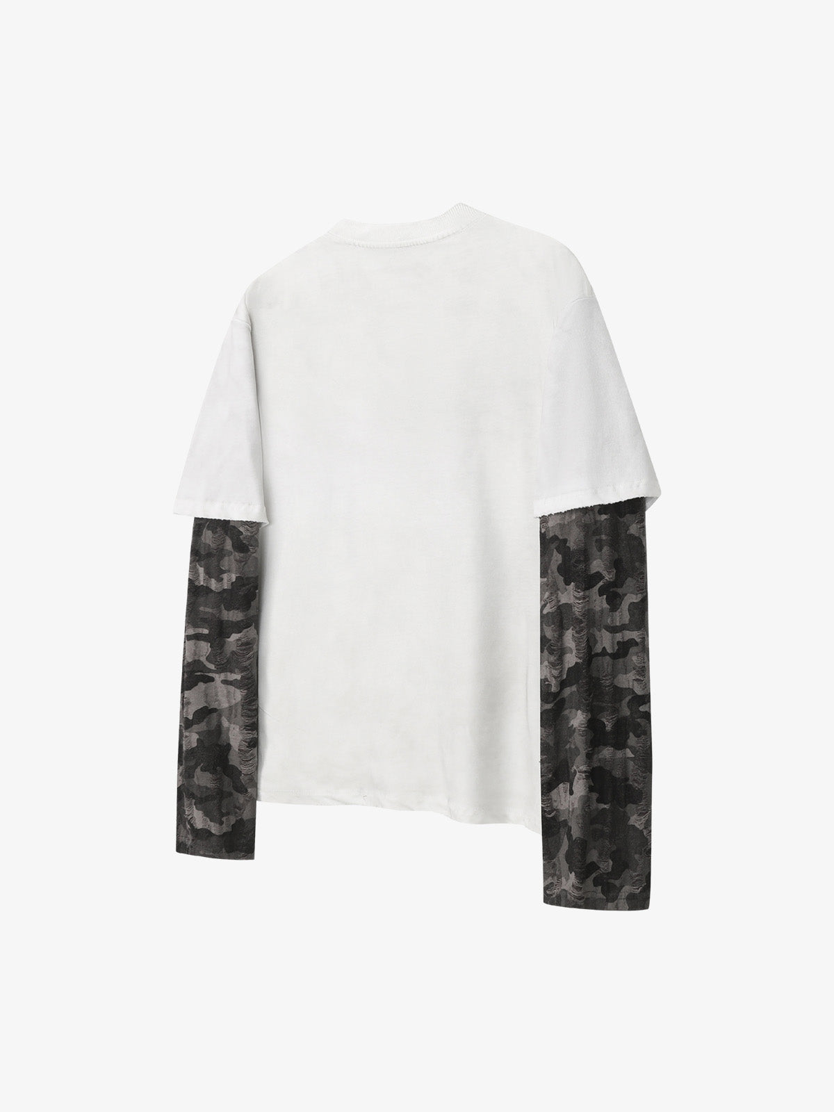 Cotton Blend Oversized Graphic Tee with Leopard Horse Print and Camo Layered Sleeves 
