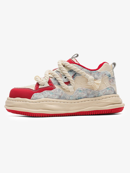 7CM Height-Enhancing Sneakers with Fluid Lines and Granular Outsole 