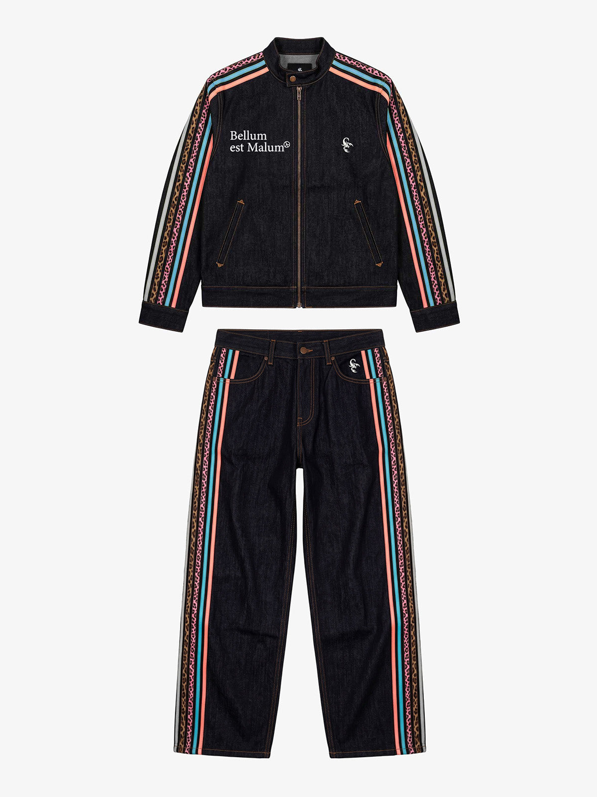 Contrast Tape Heavyweight Denim Two-Piece Set