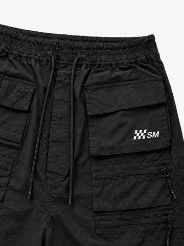 Plaid Multi-Pocket Washed Cropped Utility Pants