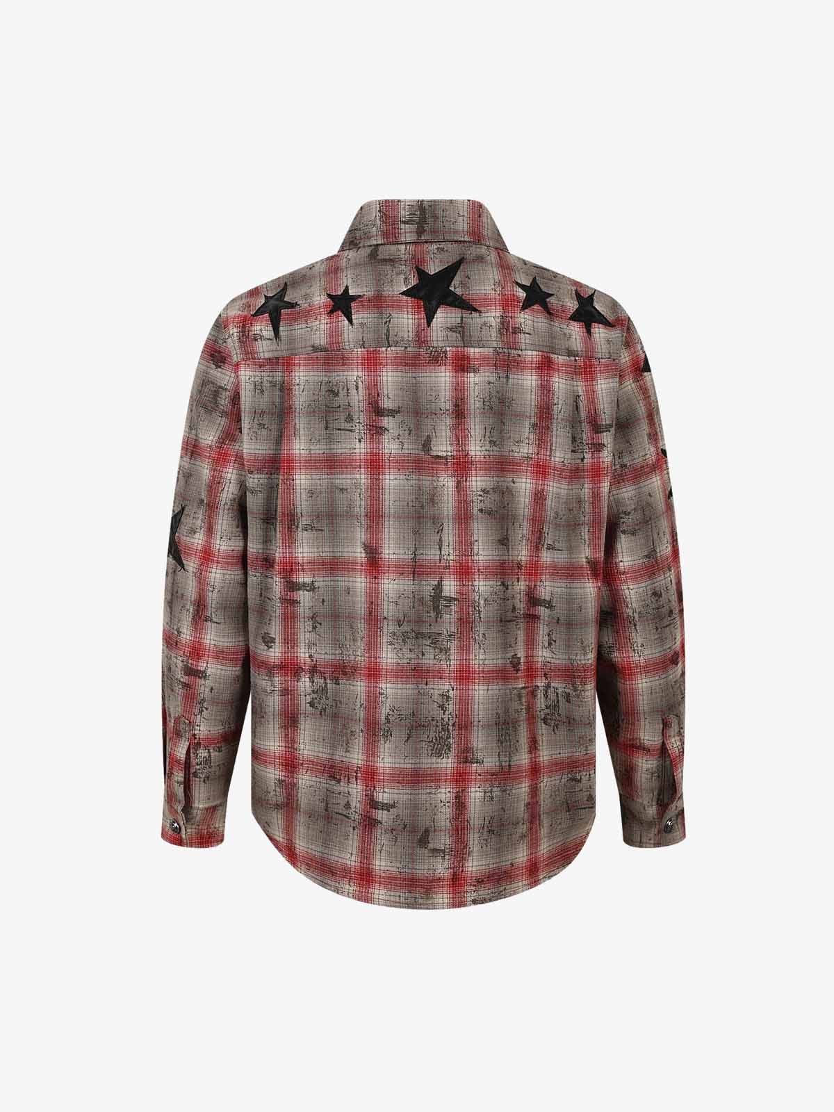 Distressed Star Applique Long Sleeve Shirt