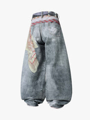 3D Tie Graphic Jeans
