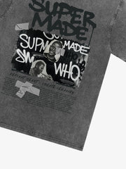 Streetwear Graffiti Character Collage Graphic T-Shirt 