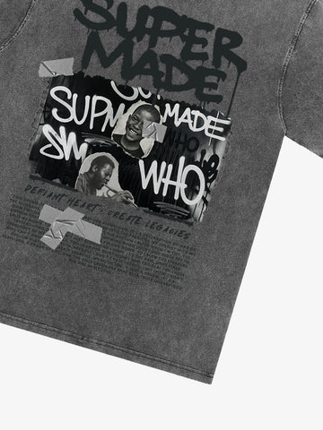 Streetwear Graffiti Character Collage Graphic T-Shirt 