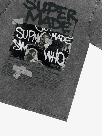 Street Graffiti Style Retro Character Collage T-Shirt 