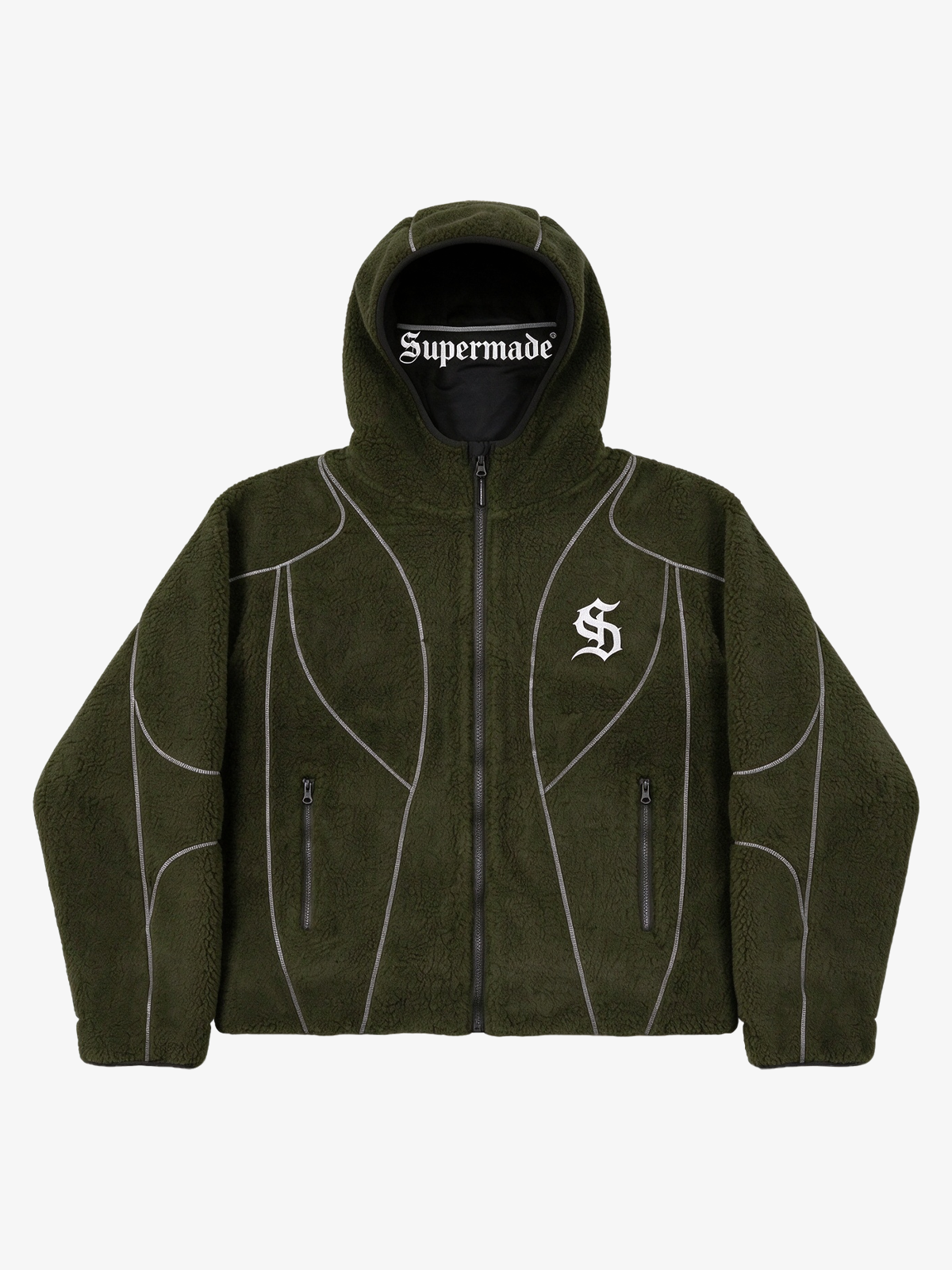 Contrast Stitch Fleece Hoodie Jacket