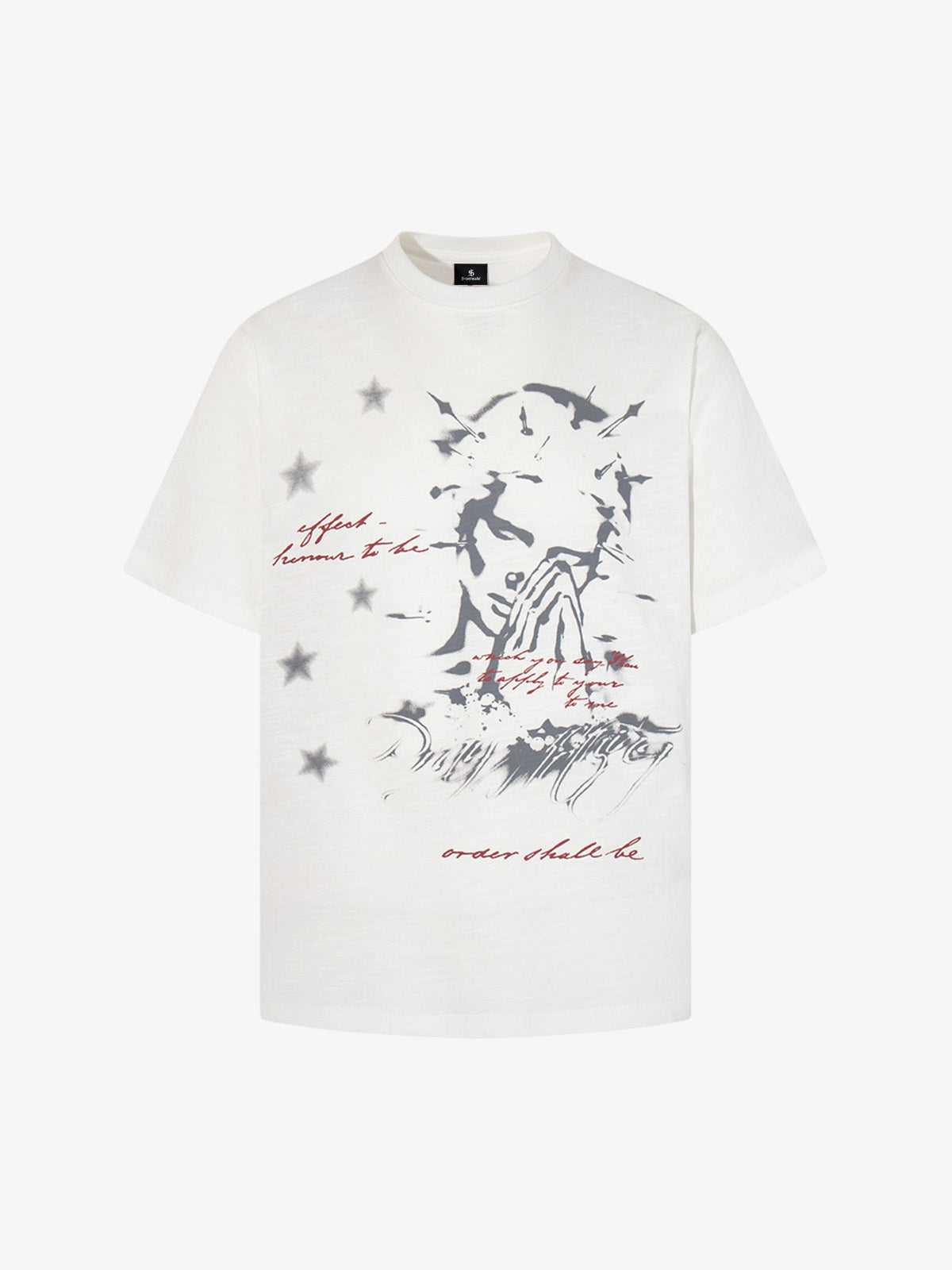 Cotton Graphic Print Oversized T-Shirt with Abstract Art and Star Pattern 