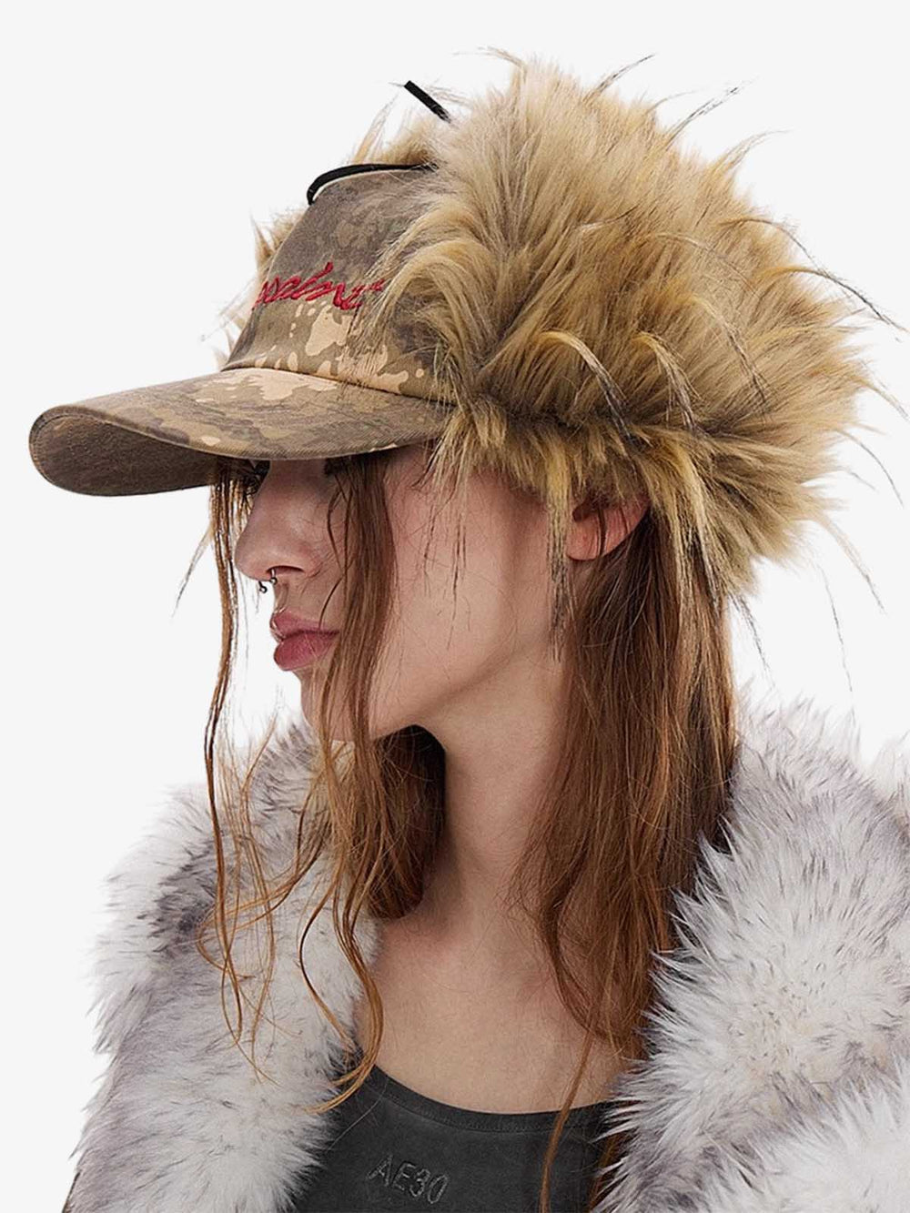 Camo Faux Fur Trim Hat