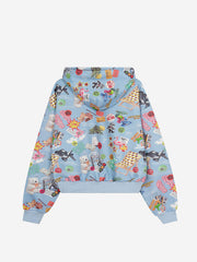 Retro Toy Collage Graphic Oversized Zip Hoodie