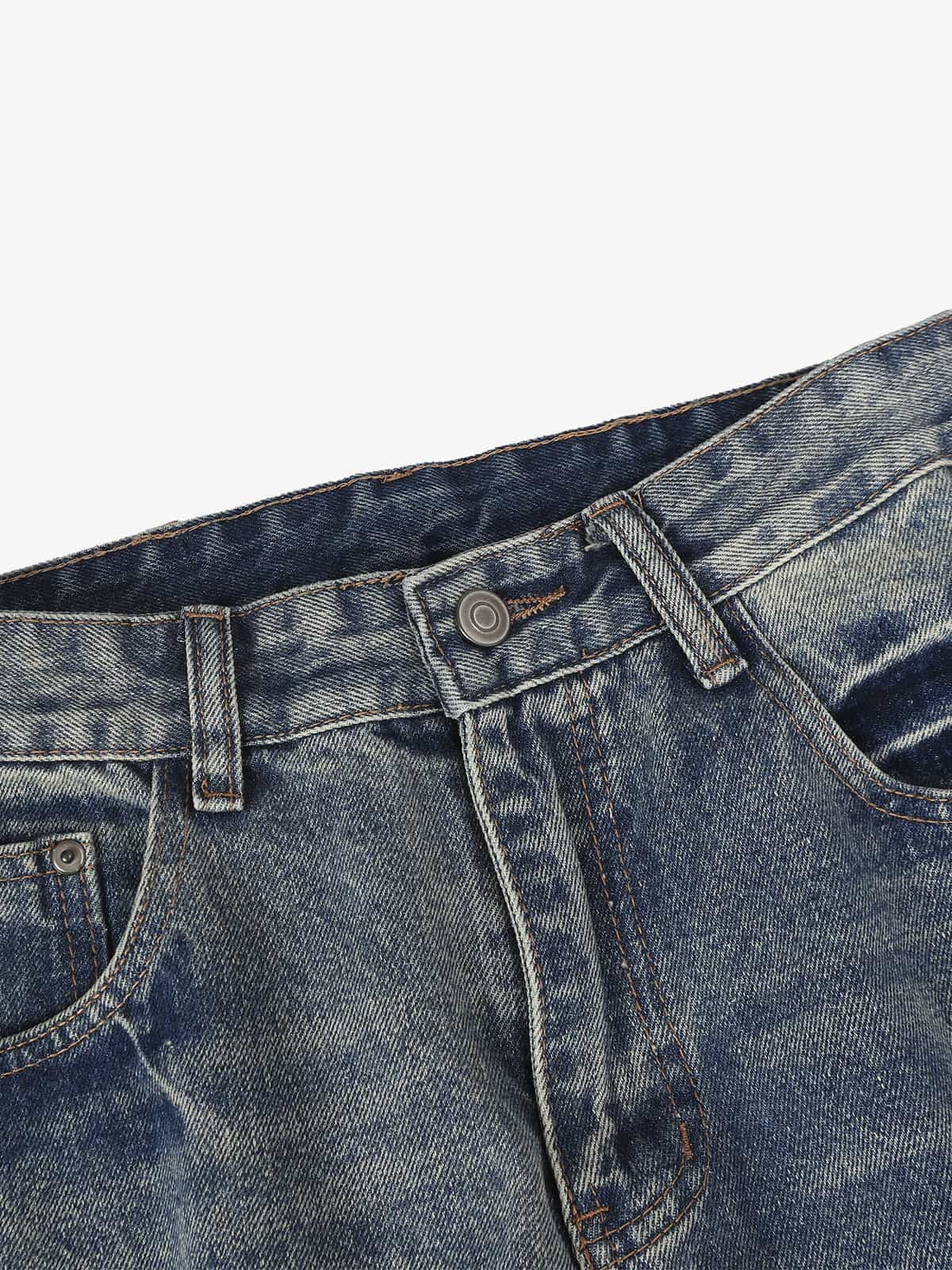 Retro Washed Faded Flared Jeans 
