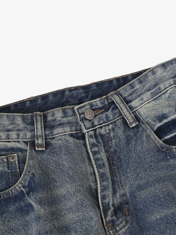 Retro Washed Faded Flared Jeans 