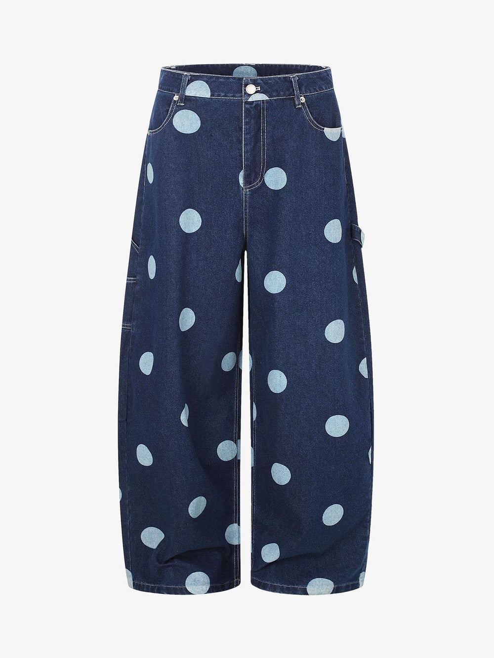 Polka Dot Heart Applique Pocket Baggy Jeans