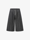 Pinstripe Wide-Leg Cropped Jeans