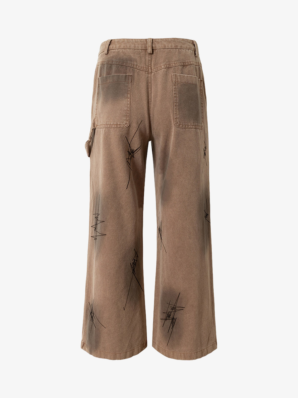 Thesupermade Scratched Patchwork Distressed Embroidered Work Jeans 