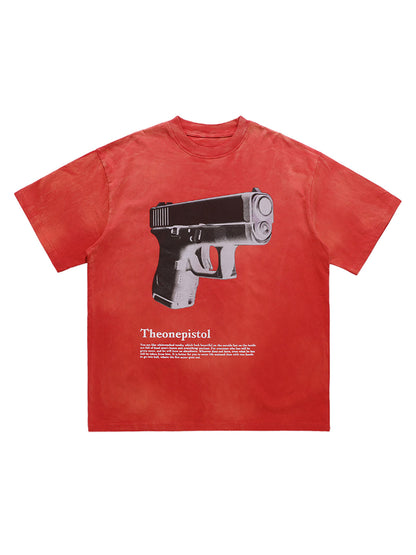 Graphic Gun Print T-Shirt - Bold Statement for Urban Style 