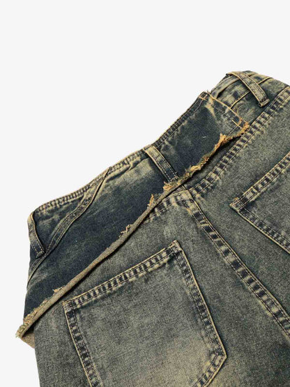 Denim Wide Leg Jeans with High Waist and Frayed Detail for Women 