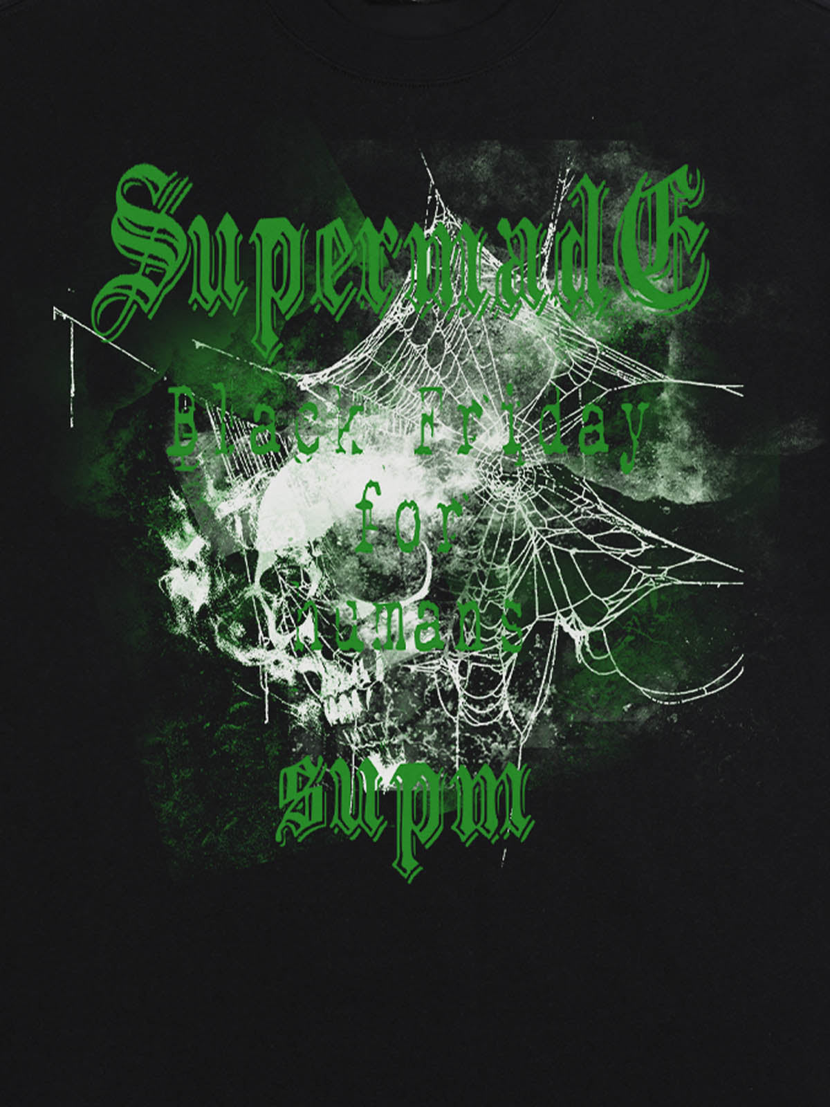 Gothic Skull Spiderweb Graphic T-Shirt 