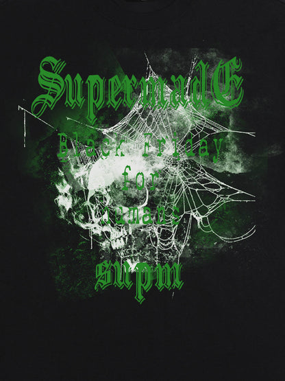 THE SUPERMADE Black Friday Gothic Skull Spiderweb Graphic T-Shirt 