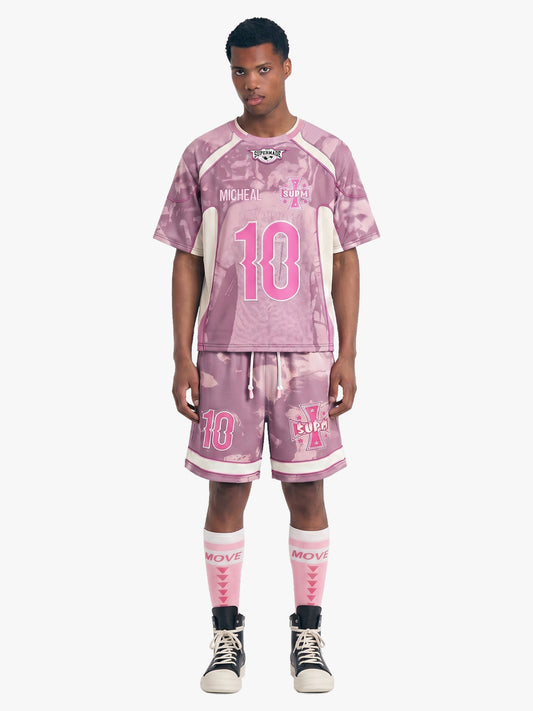 Retro Print Pink Custom Jersey Set