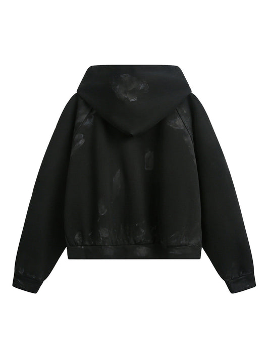 Distressed Calendar Patchwork Cardigan Hoodie 