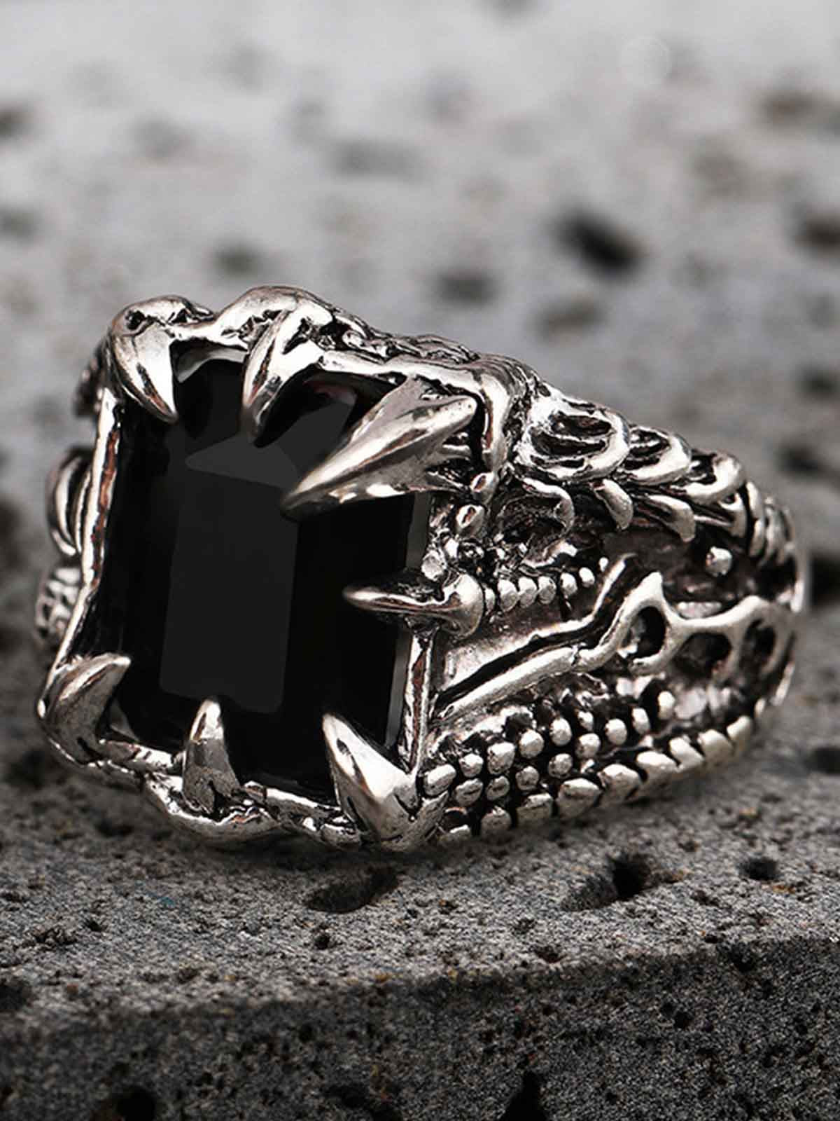 Gothic Claw Stone Open Ring 