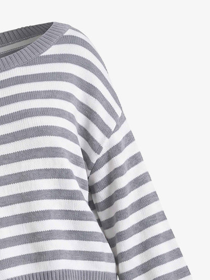 Scorpion Embroidered Off-Shoulder Striped Knit Set