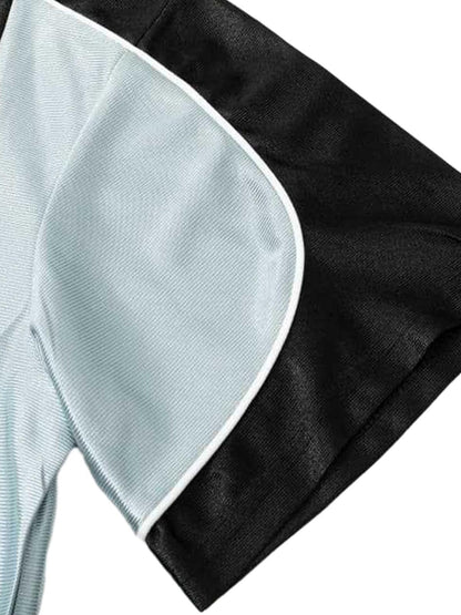 Contrast Stitching Letter Jersey T-shirt 
