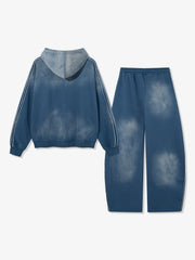 Rhinestone Ripped Frayed Fleece-Lined Sweat Set