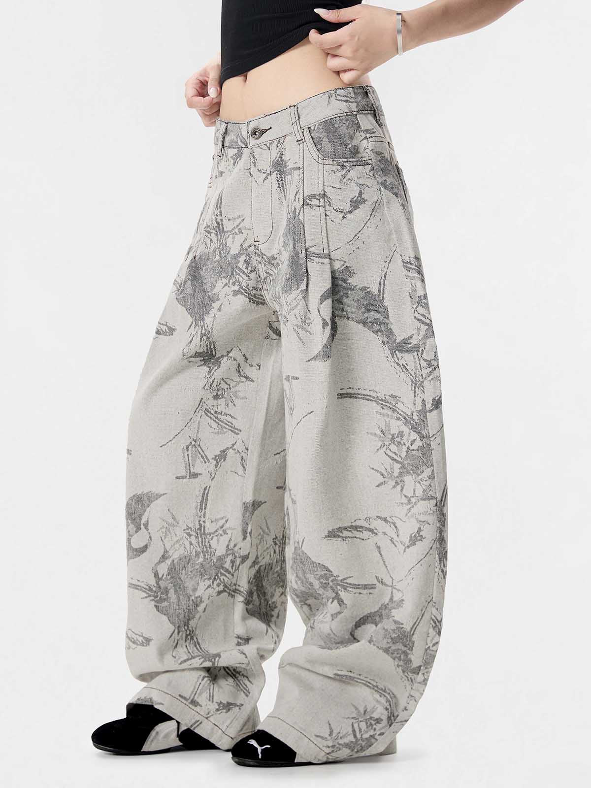 Vintage Jacquard Straight-Leg Jeans 