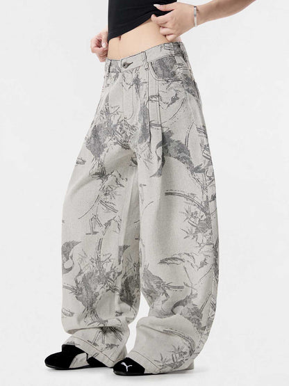 Vintage Jacquard Straight-Leg Jeans 