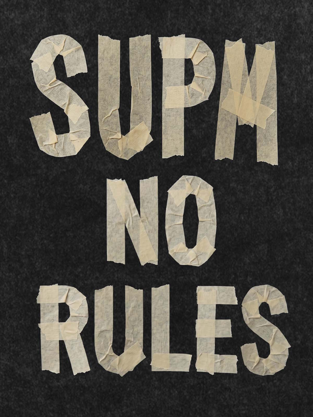 Washed Tape Collage “No Rules” T-Shirt 