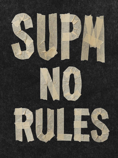 Washed Tape Collage “No Rules” T-Shirt 