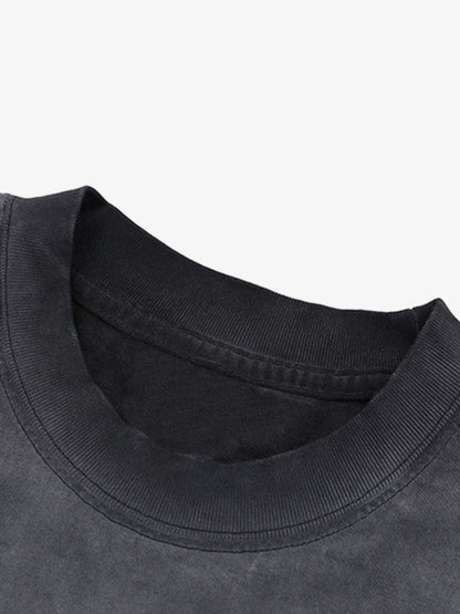 Washed Spray Color Gradient Letter Print T-shirt 