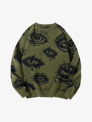 Graphic Eye Relaxed Knit Pullover