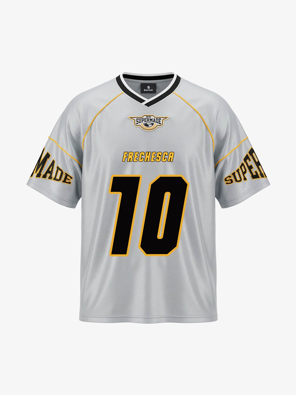 Supermade Patterned Custom V-neck Silver Sport Jersey 